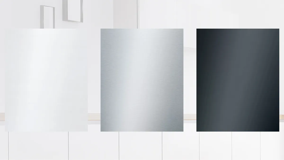 Bosch dishwashers available in stainless steel look, white, and black finishes to complement any kitchen design and style.