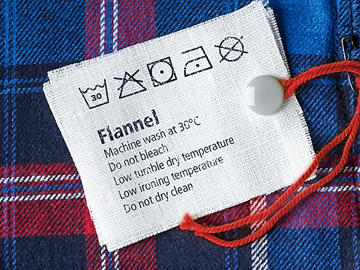 Washing label on clothes