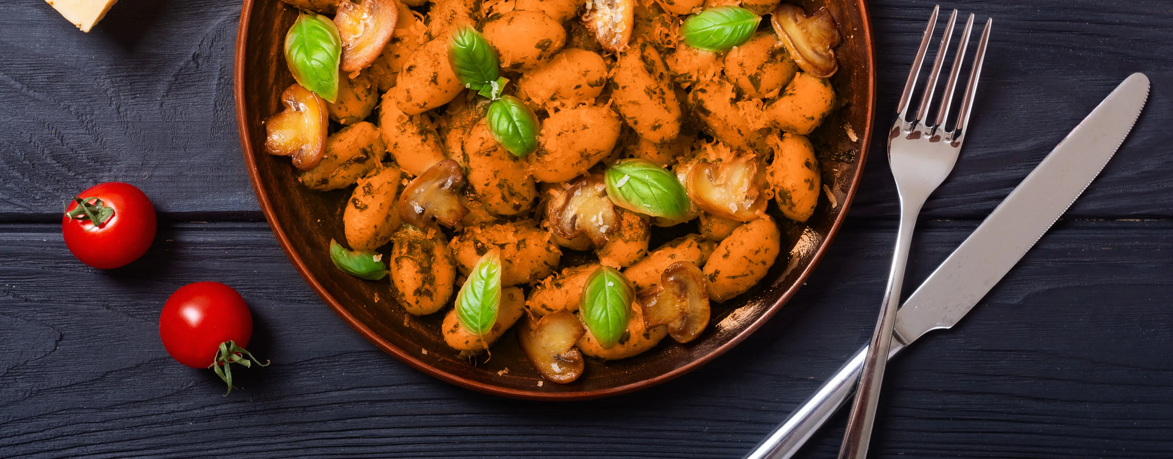 Sweet Potato Gnocchi with Mushroom and Truffle Oil