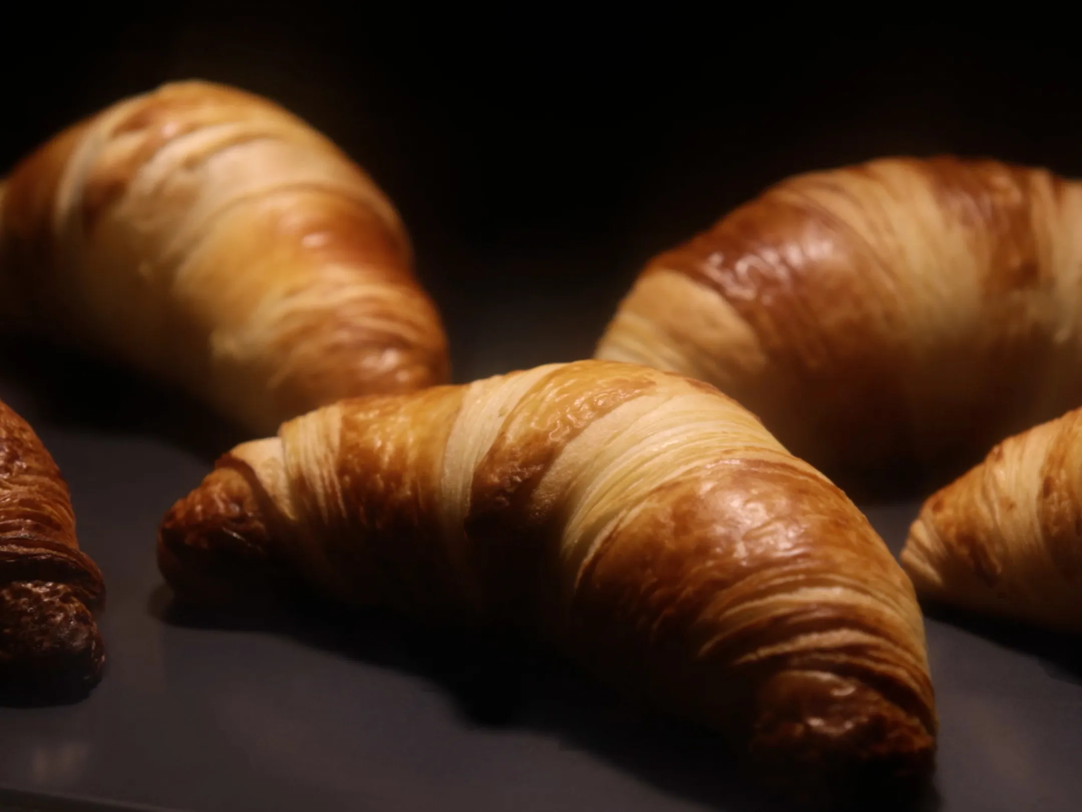 Croissants browning in oven