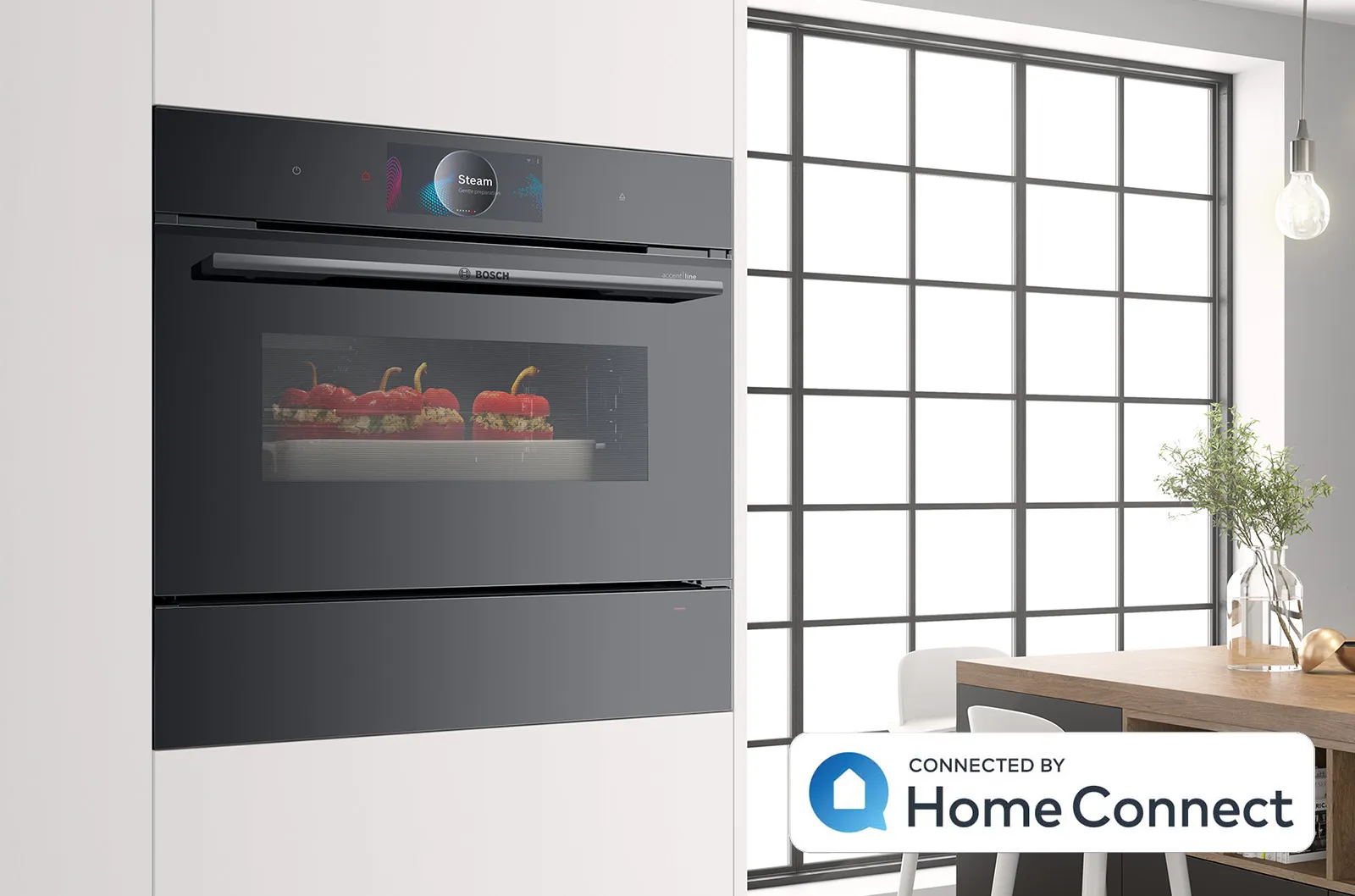 Vgradna pečica Bosch accent line s funkcijo Home Connect.