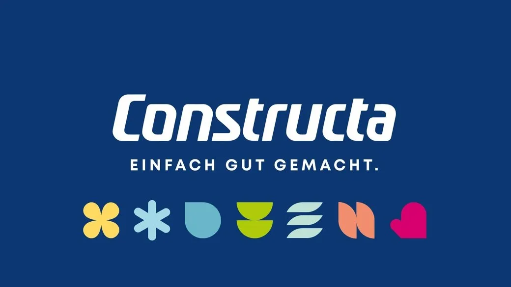 Constructa Logo mit Icons für verschiedene Produktkategorien