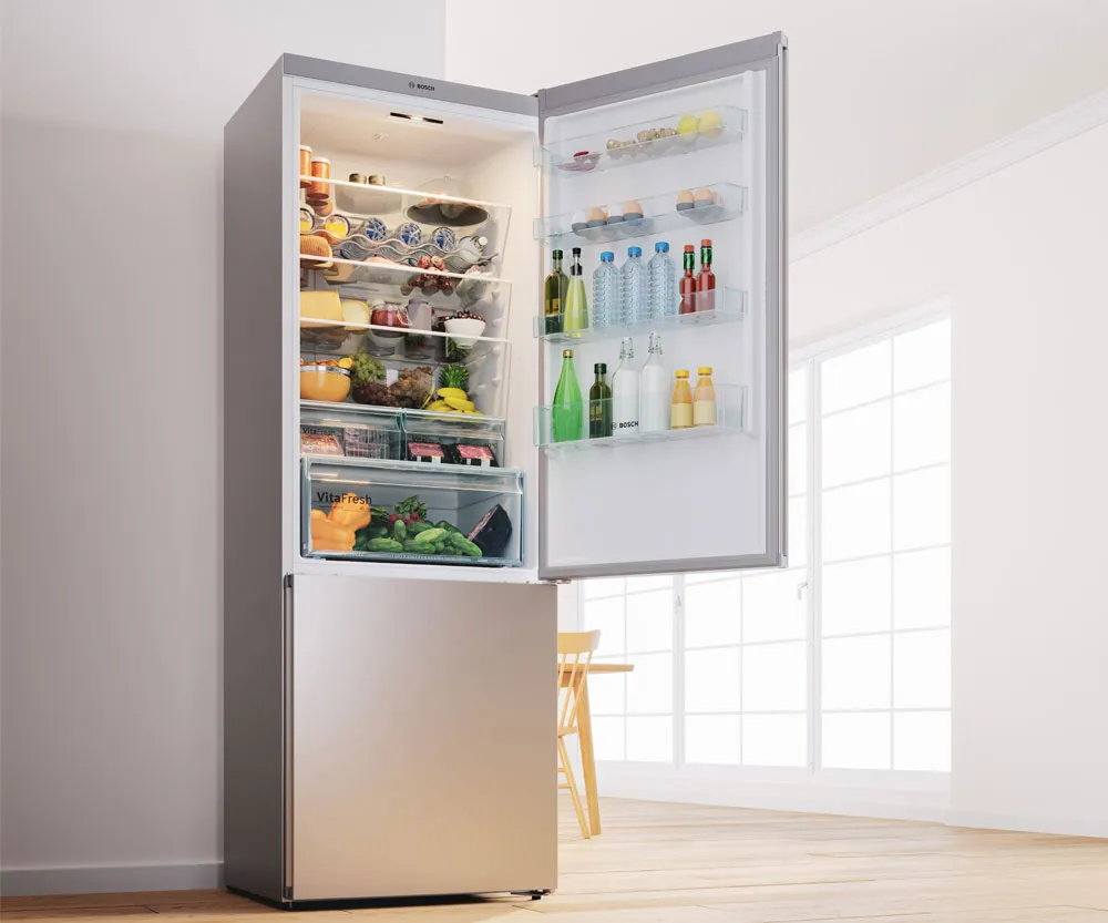 70cm fridge freezer with open door