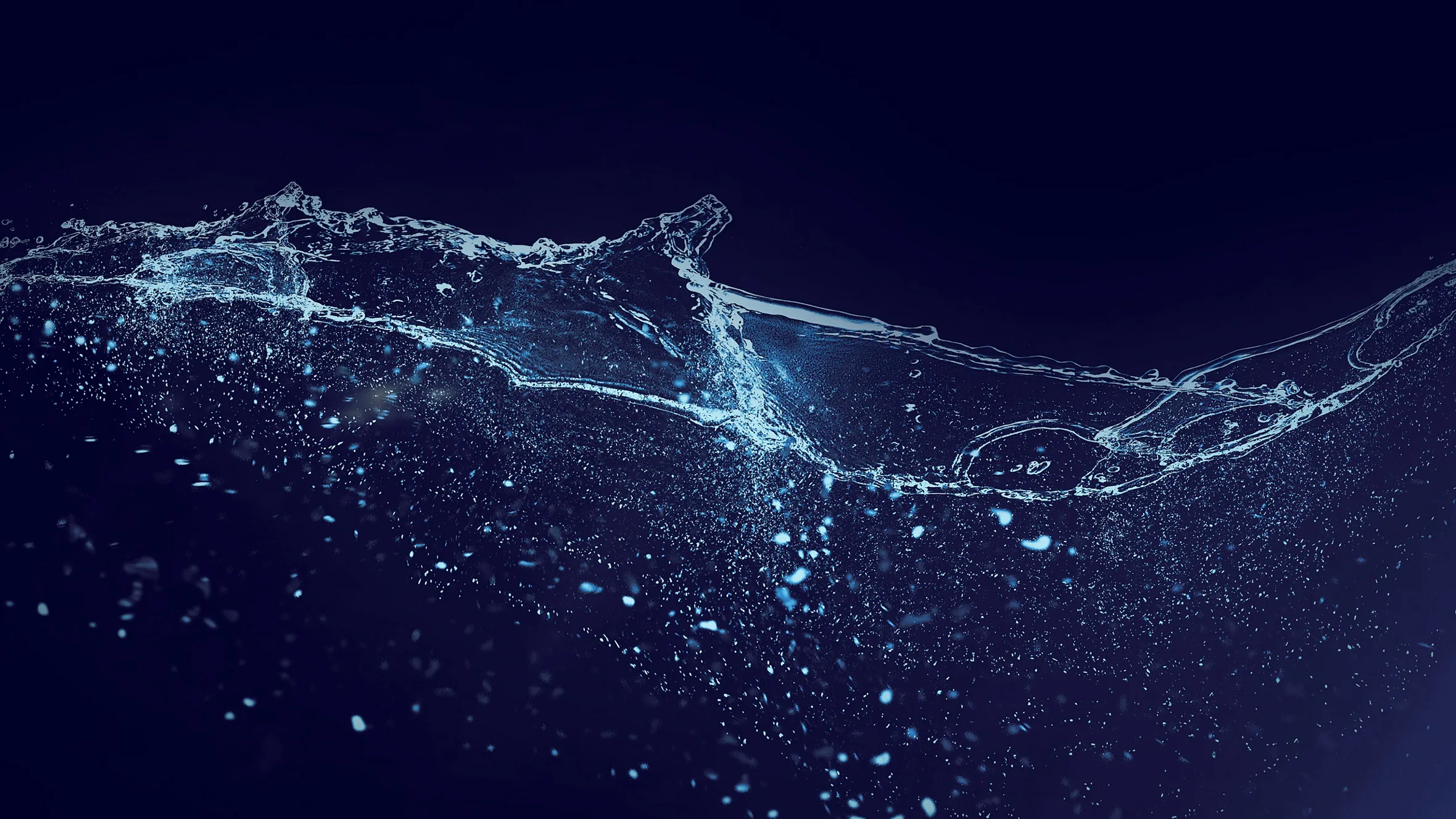 Glowing, ethereal underwater landscape with flowing, luminescent lines and particles.
