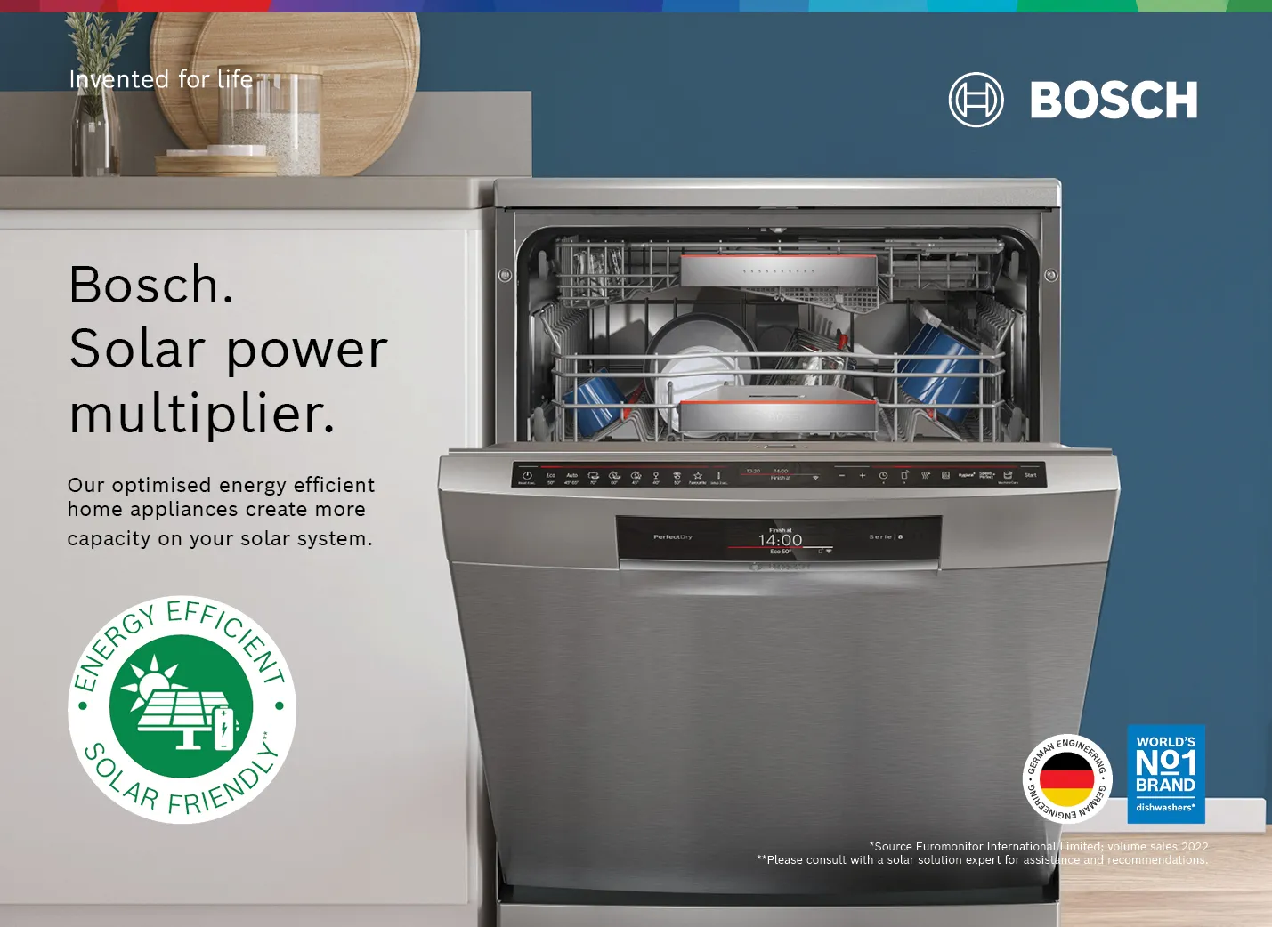 Energy efficient dishwashers for solar-powered homes