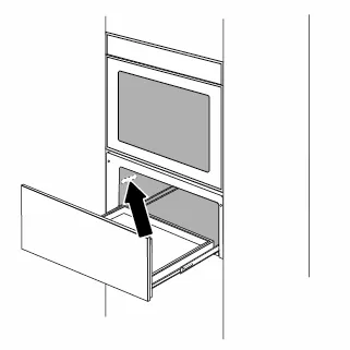 Illustration of a Bosch built-in oven with a storage drawer opening below.