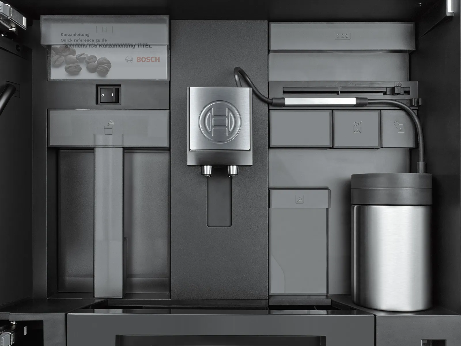 Bosch integrated coffee machine milk system.