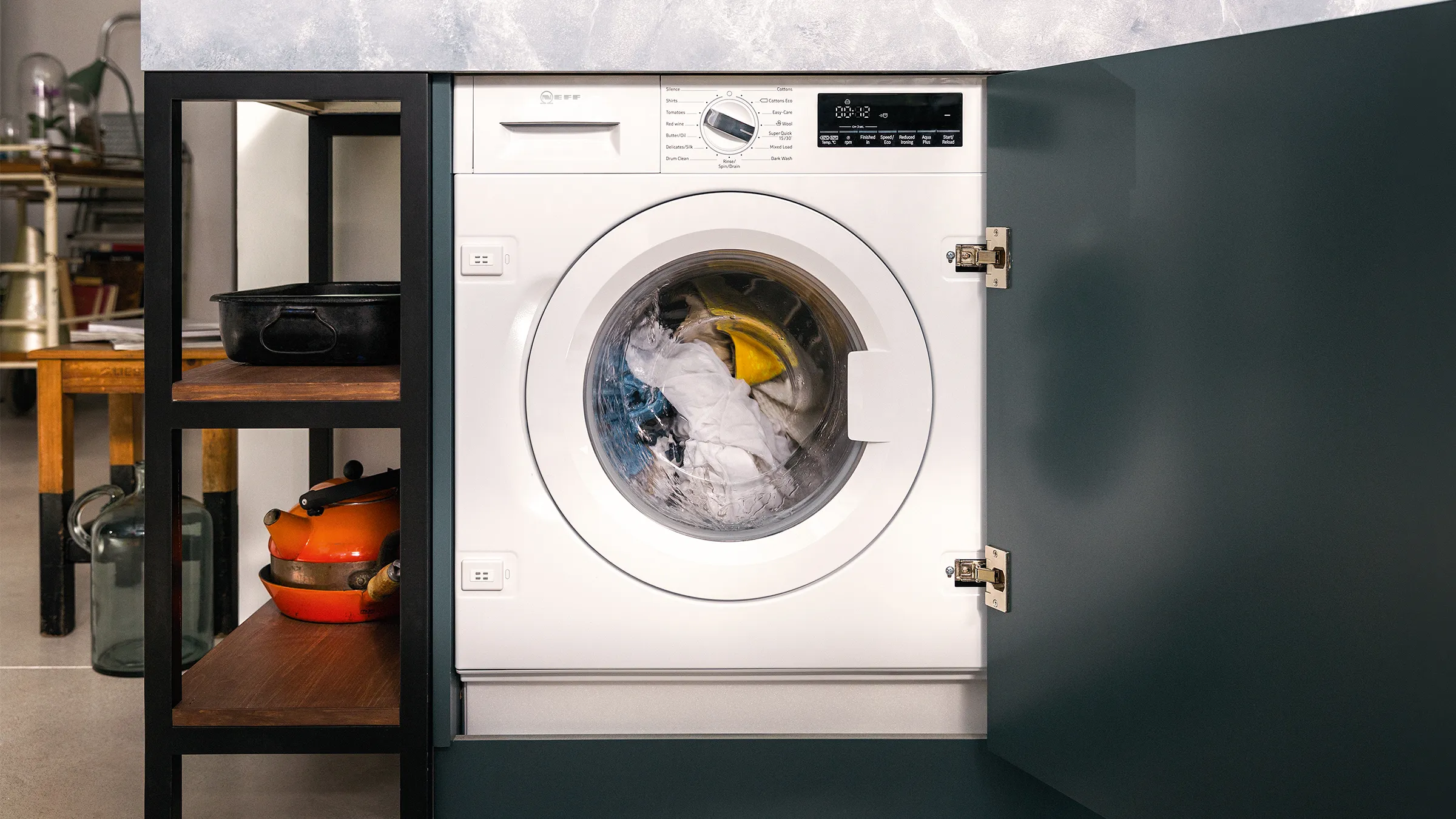 Built-in washing machine in home interior