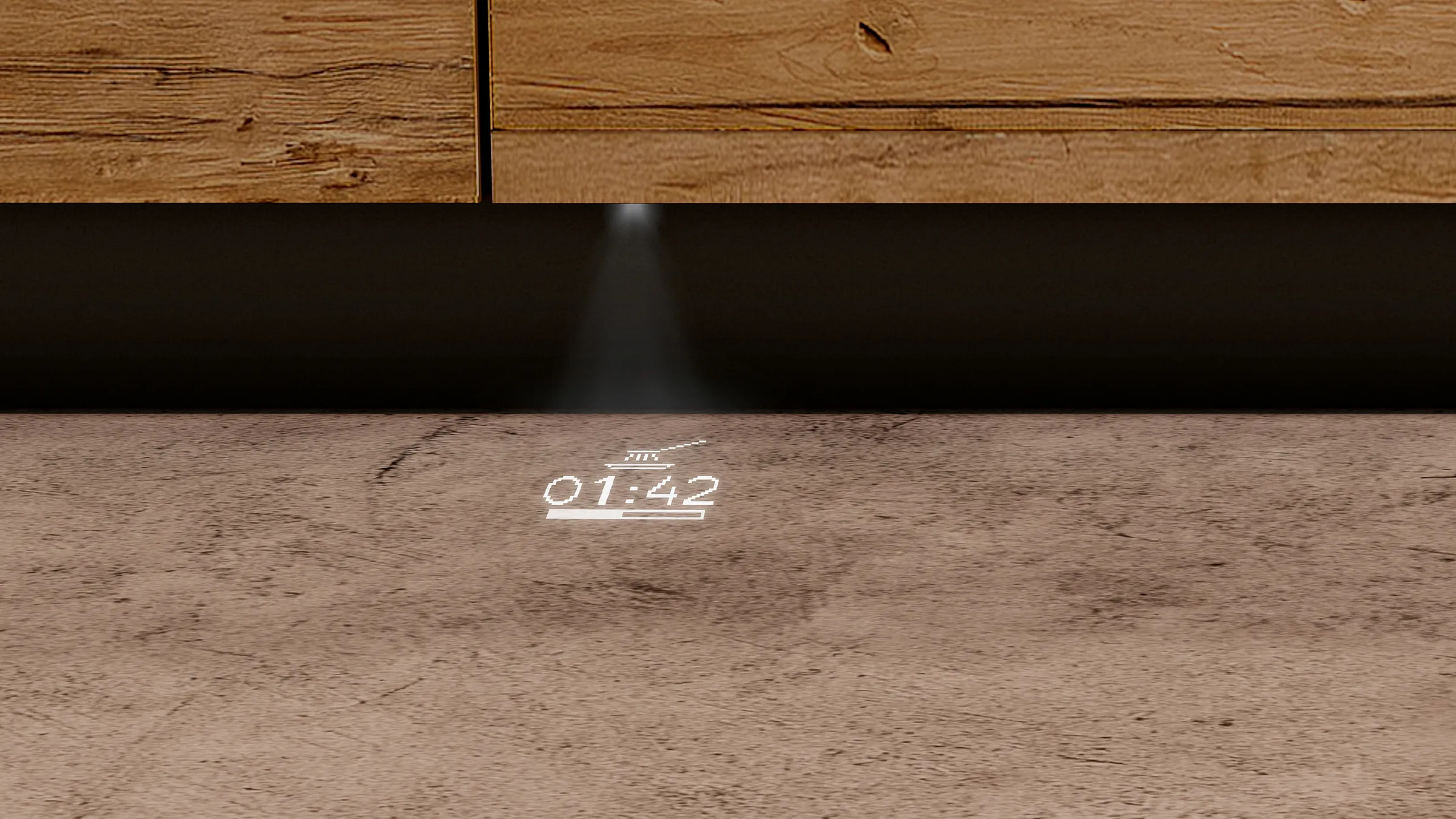 Time light under projected under dishwasher door