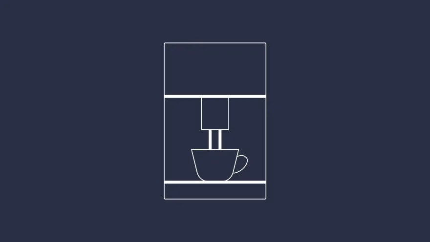 Coffee maker icon on dark background.