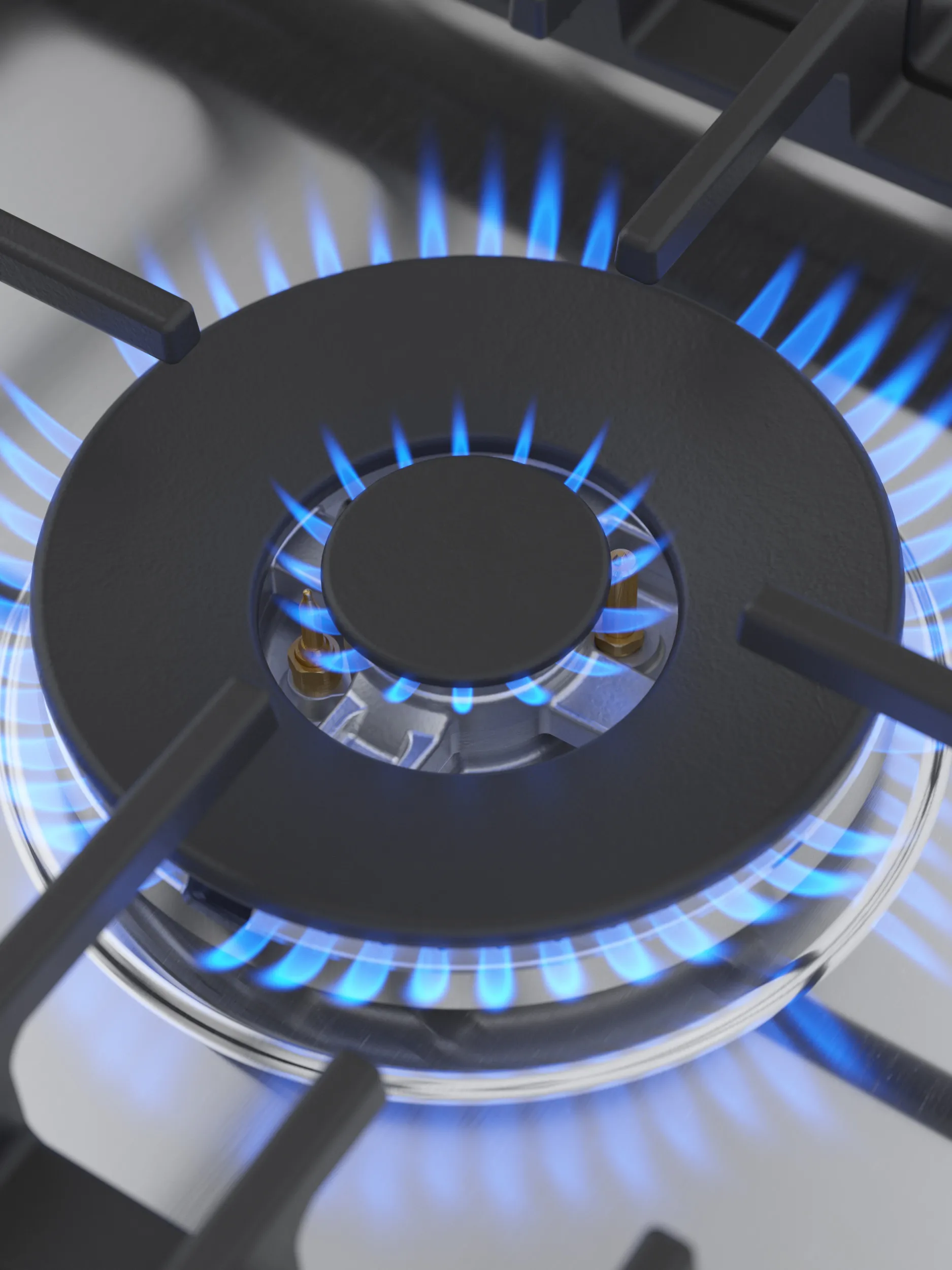 Gros plan sur une cuisinière à gaz Bosch.