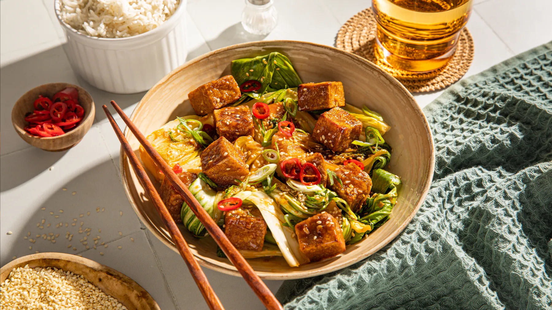 Crispy Air Fryer Tofu and Pak Choi Stir-Fry Recipe