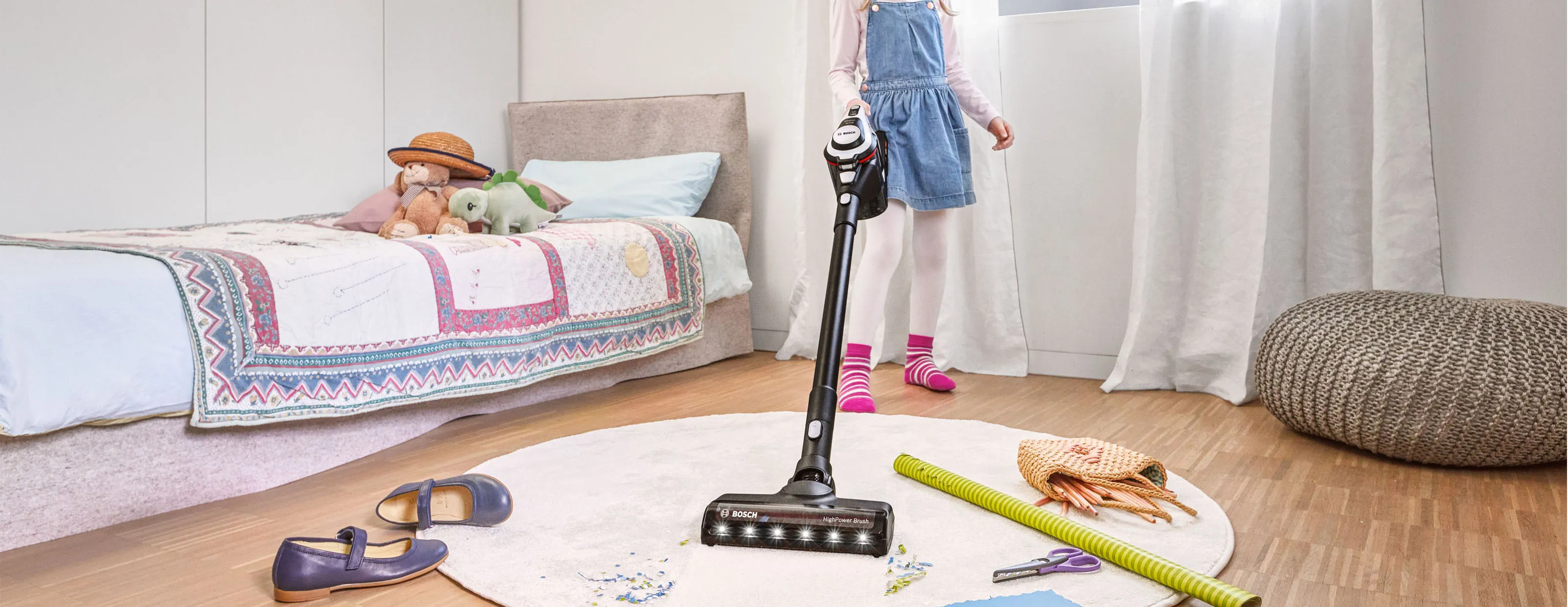 Child using lightweight unlimited vacuum cleaner