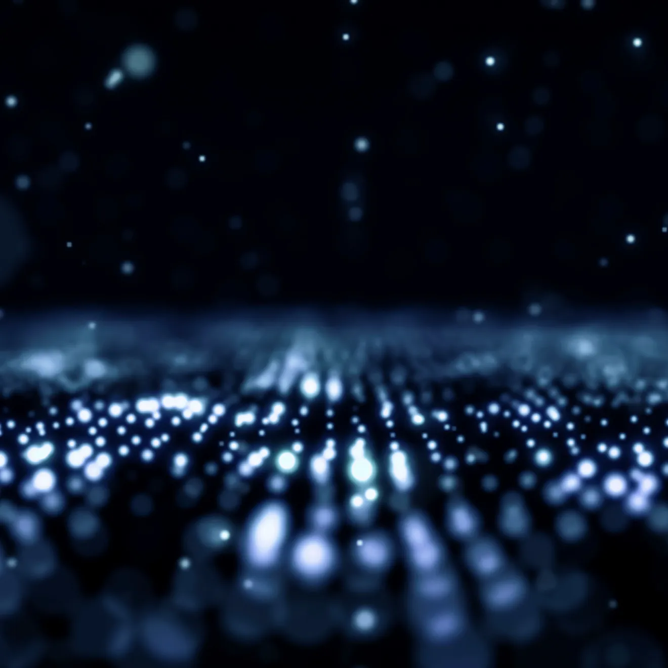 Starry night sky with blurred, twinkling lights in the distance, creating a serene and ethereal atmosphere.