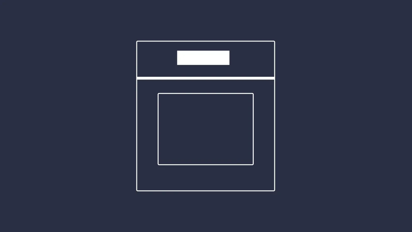 Minimalist illustration of a kitchen oven or stove with a blank display panel.