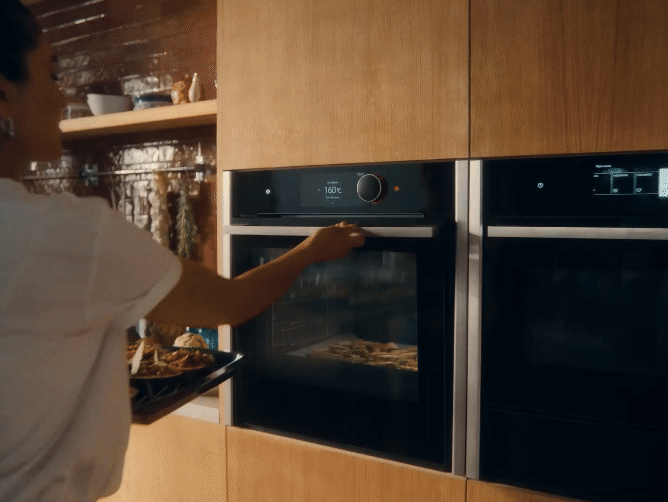 Oven with Slide and Hide door