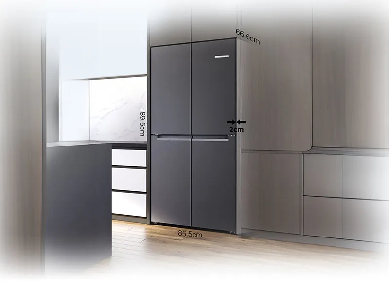 Bosch Series 4 Cross-door Refrigerator, Glass door 189.5 x 85.5 cm Black, Total No Frost KMC85LBEA
