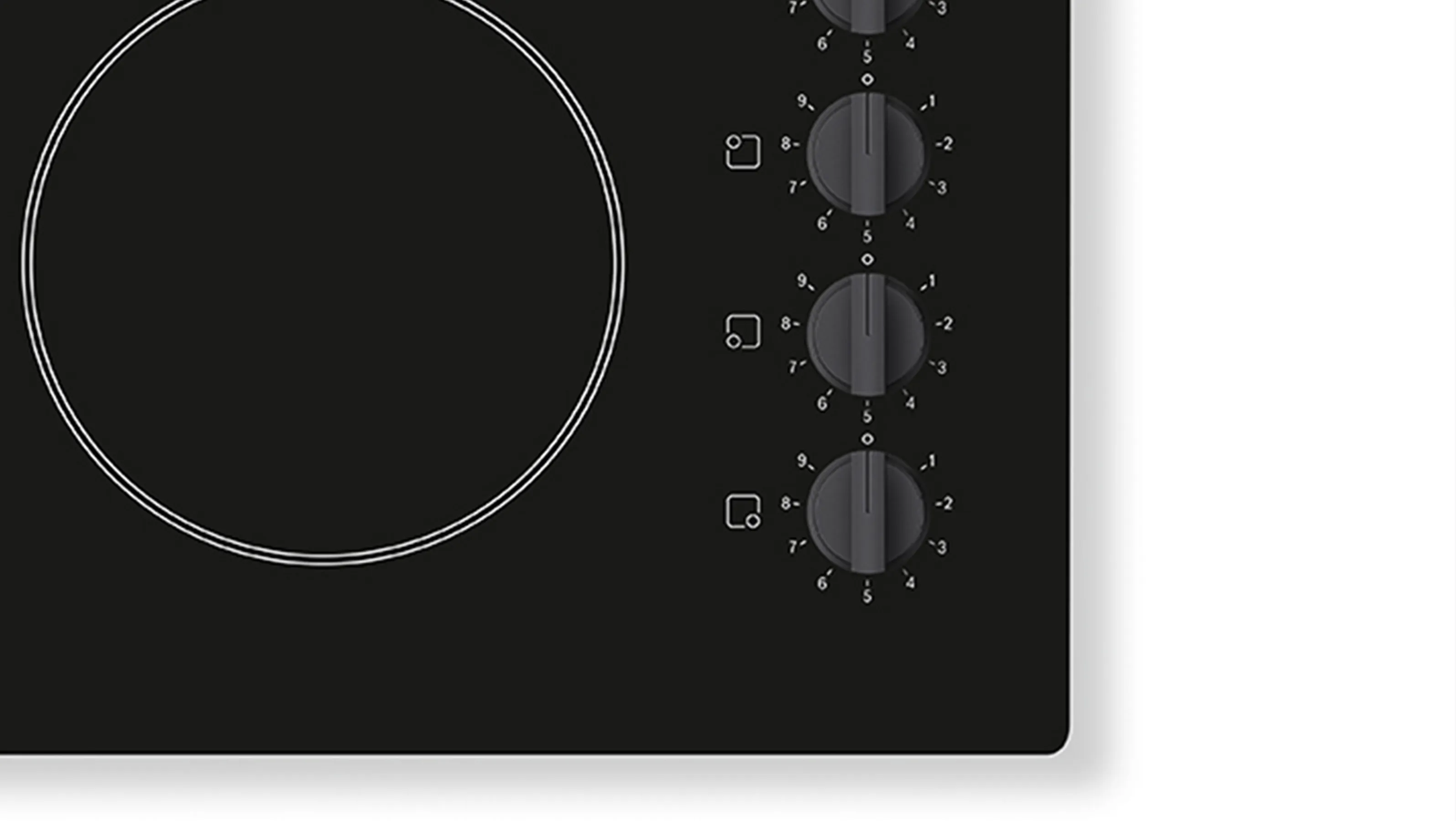 Alt Tag: A Bosch electric hob with physical knobs for control, located on the hob.