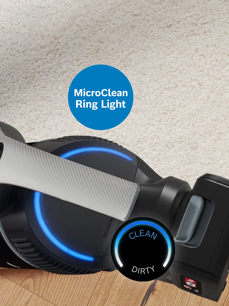 The Unlimited 10 handheld with blue glowing MicroClean Ring light.