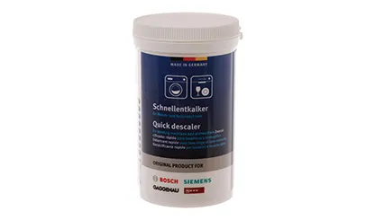 Bosch quick descaler container for cleaning appliances, with multilingual text on label.