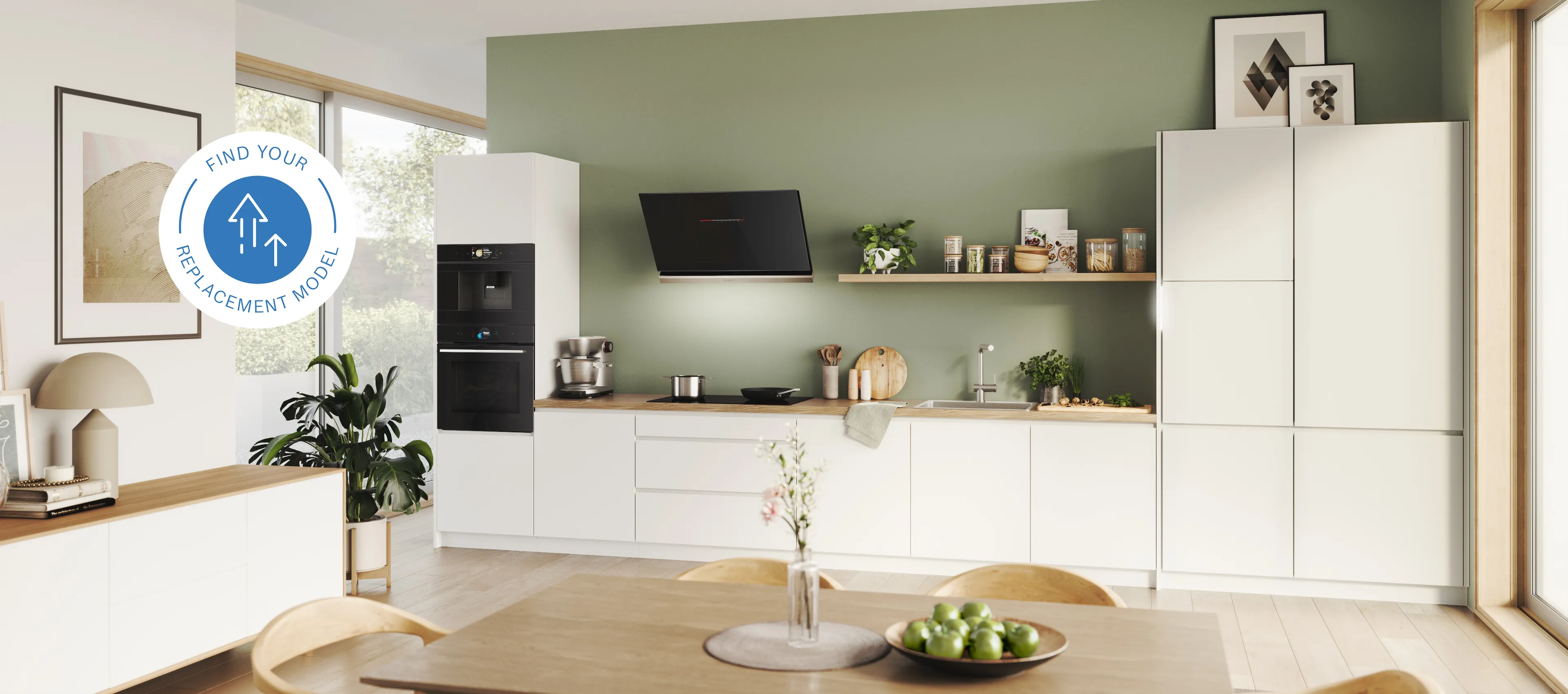 Bosch appliances in an open plan kitchen