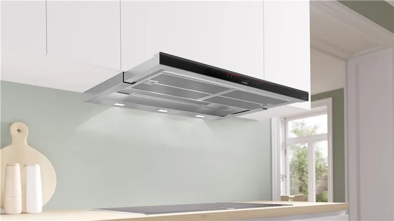 European energy label with A+ rating for a Bosch appliance in a bright room.