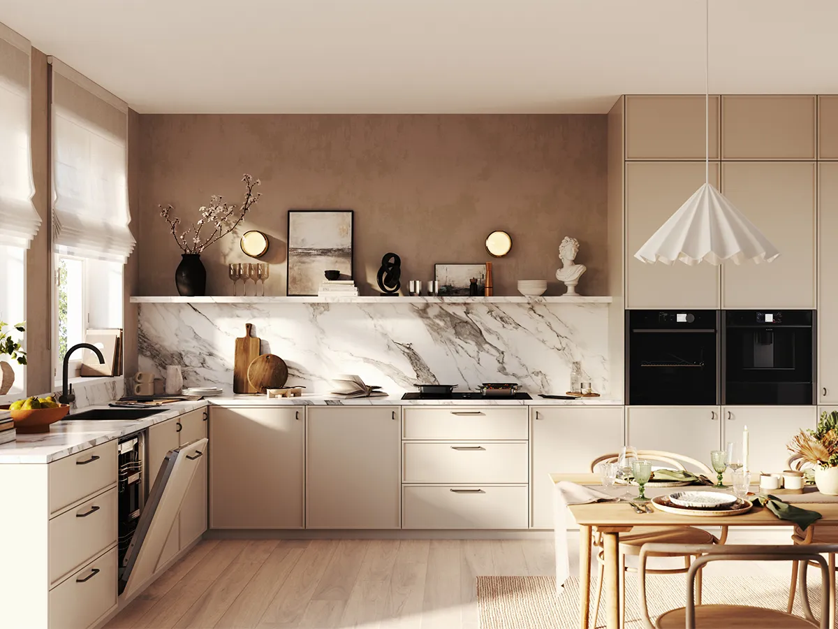 Minimalist neutral kitchen with Neff appliances