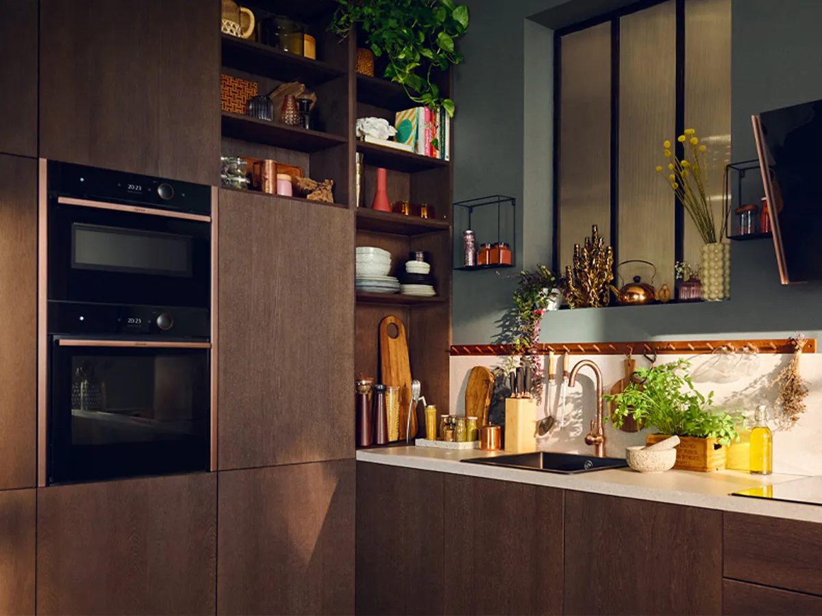 Neff kitchen with brushed bronze appliances