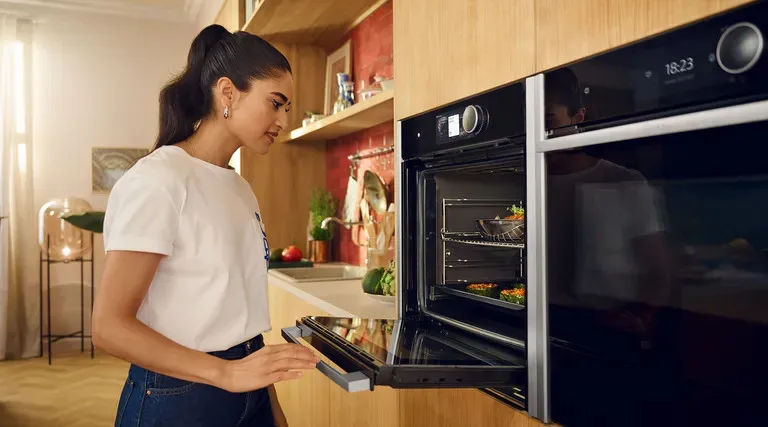 Neff oven with slide and hide feature