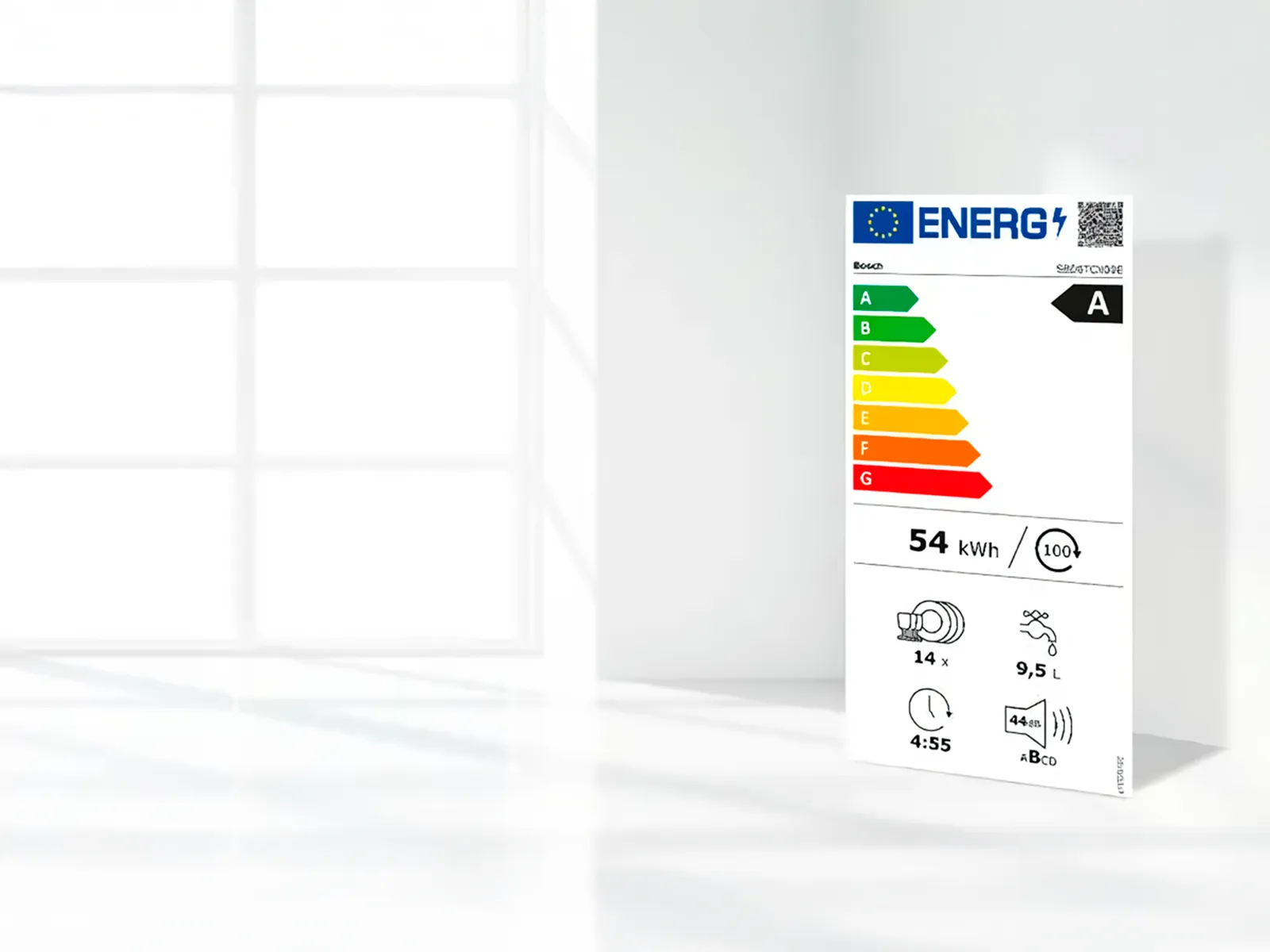 A rating Energy label, ensuring reduced energy and water consumption for an efficient eco-friendly performance.