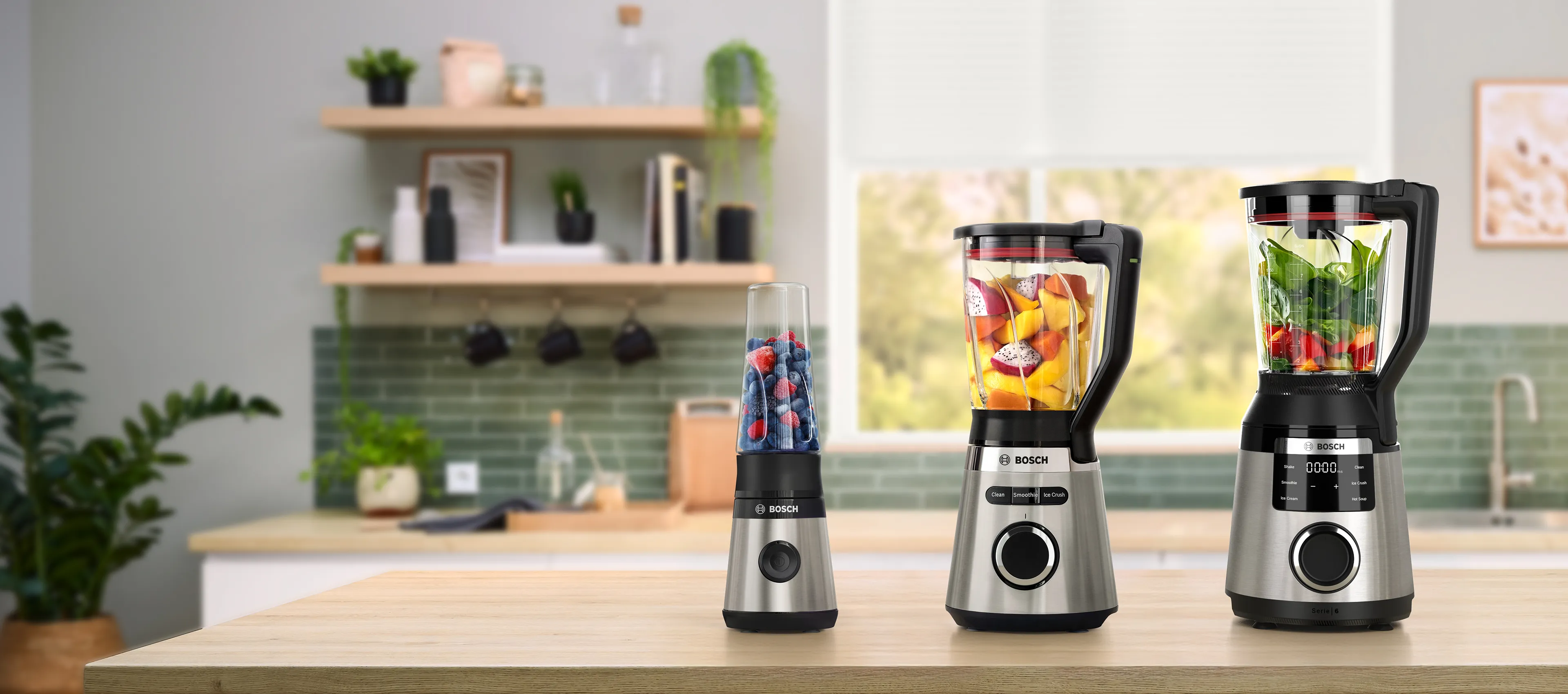 Blenders on a kitchen countertop