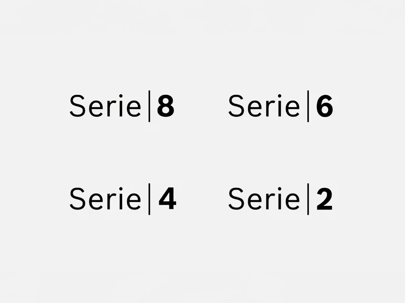 Grid with four series labels: Series 8, Series 6, Series 4 and Series 2, in a clean, minimalist design. 