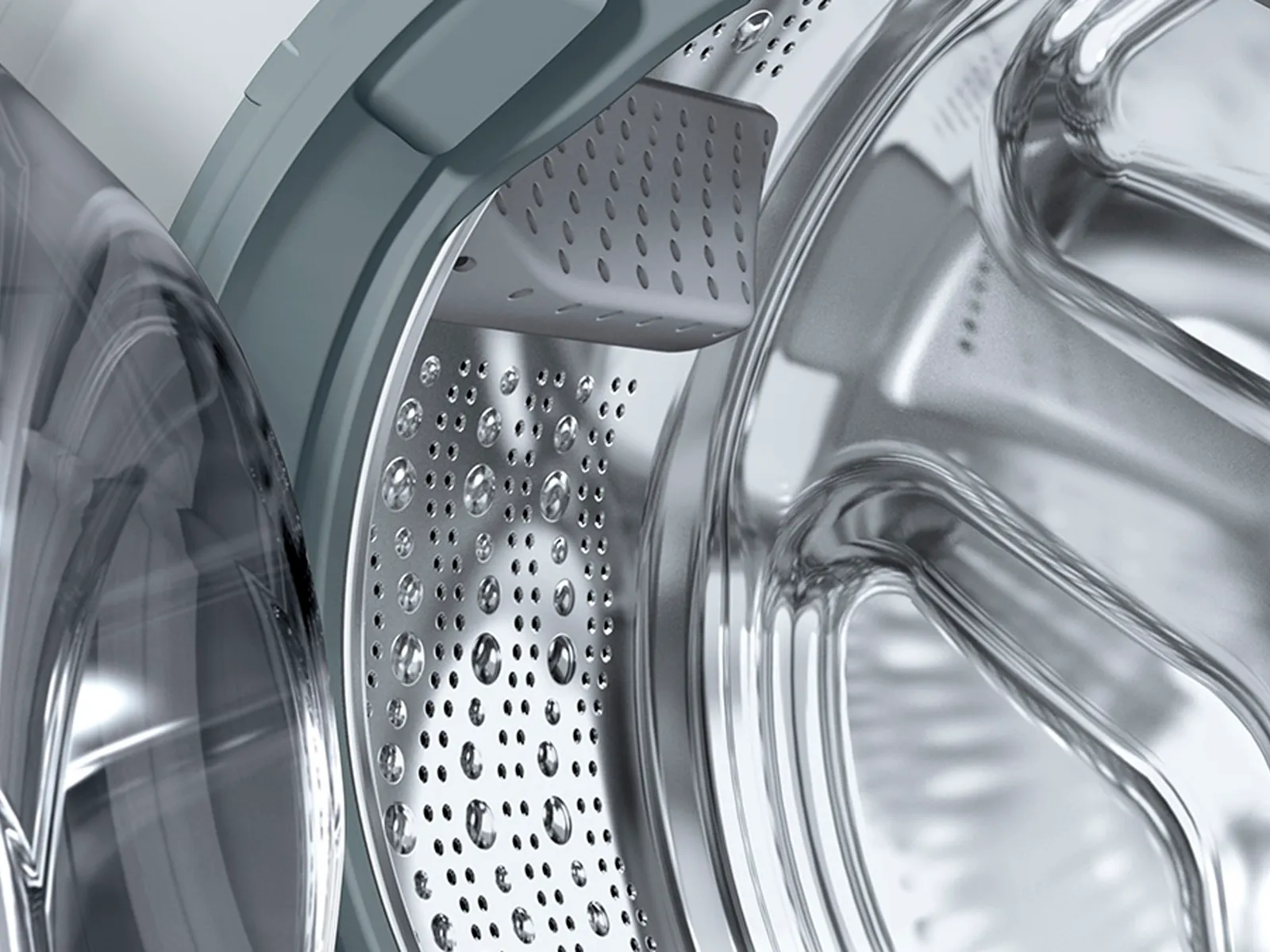 Stor tvättmaskinstrumma som klarar upp till 9 kg.