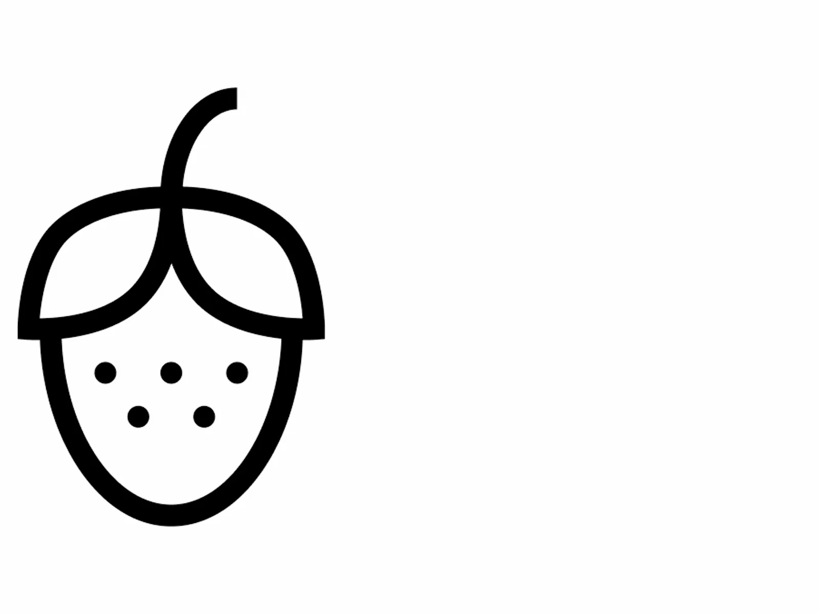 Ícono negro minimalista de una fresa, que representa jugos y batidos ricos en nutrientes para un estilo de vida saludable.