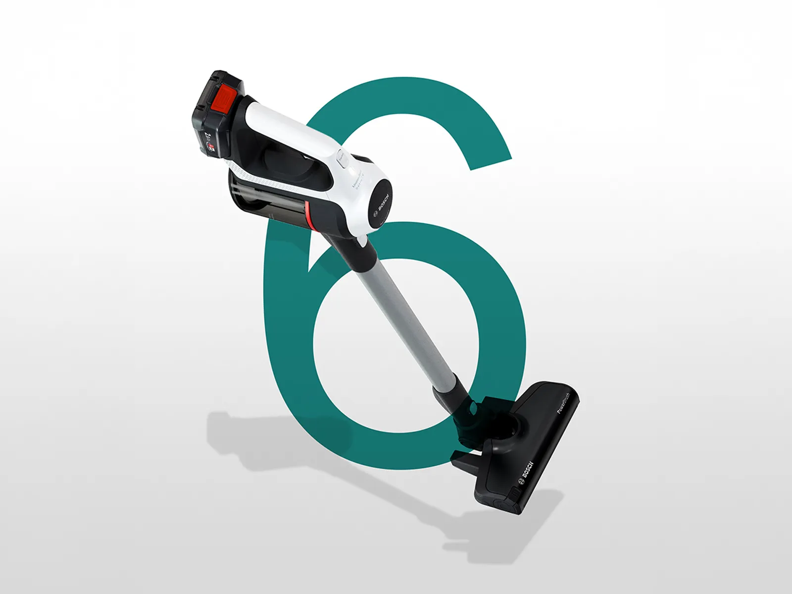 Kabelloser Stielstaubsauger Unlimited 6 auf einem weißen Hintergrund.