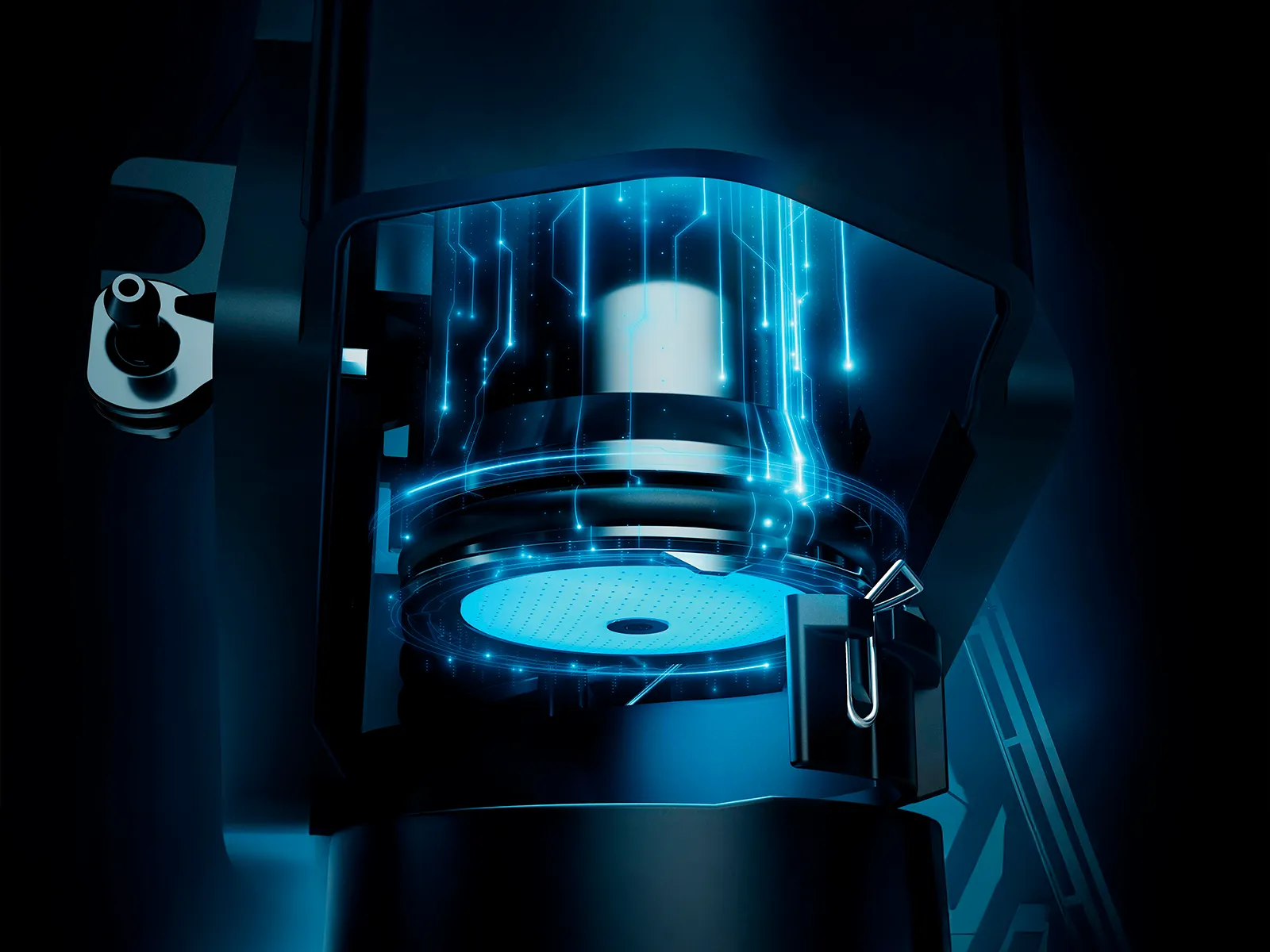 Digital fremstilling af Siemens iAromaSystem brygeenhed, der fremhæver præcisionsteknologi for optimal kaffeudtrækning.