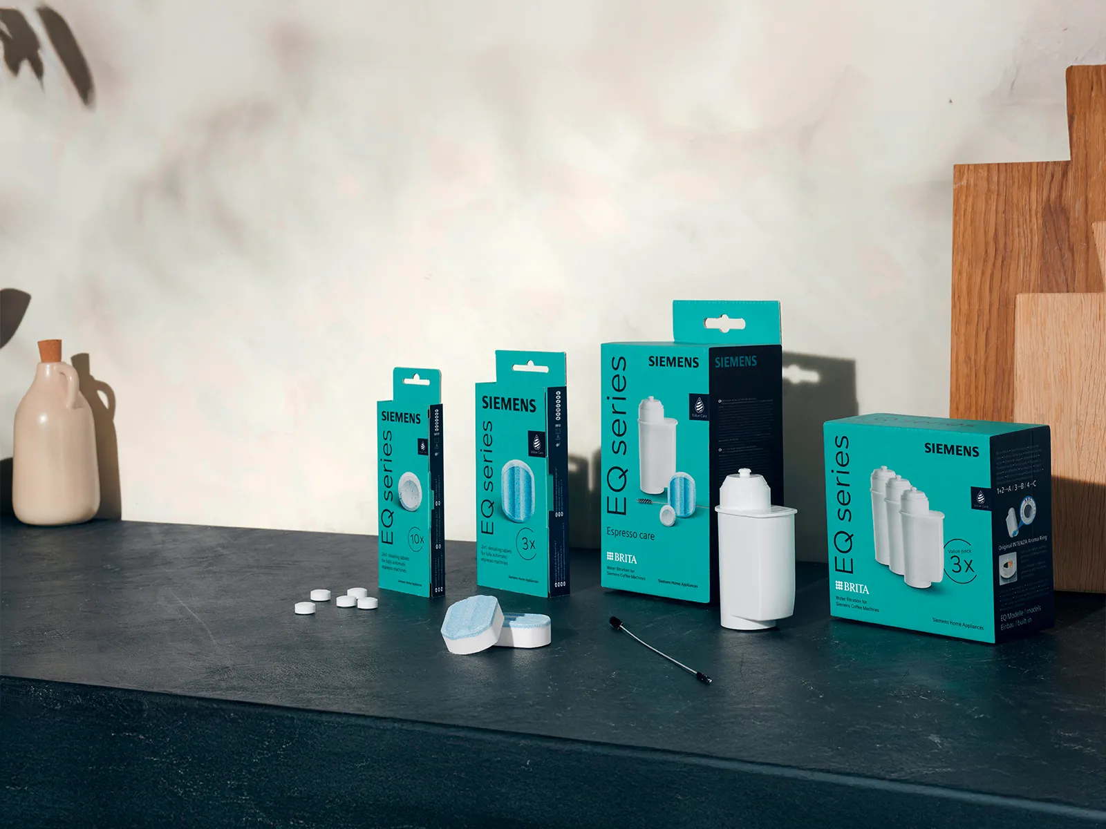 Rengørings- og plejetilbehør til Siemens kaffemaskiner.