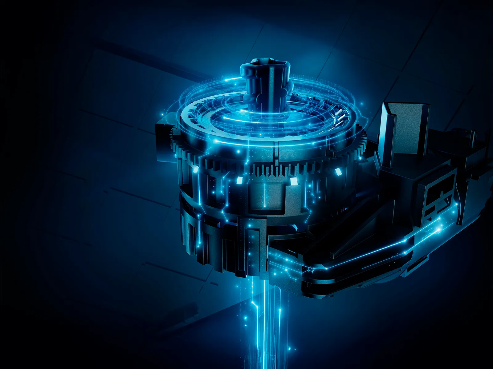 Digital fremstilling af Siemens iAromaSystem kværn, der viser ingeniørkunst og smart kaffeteknologi.