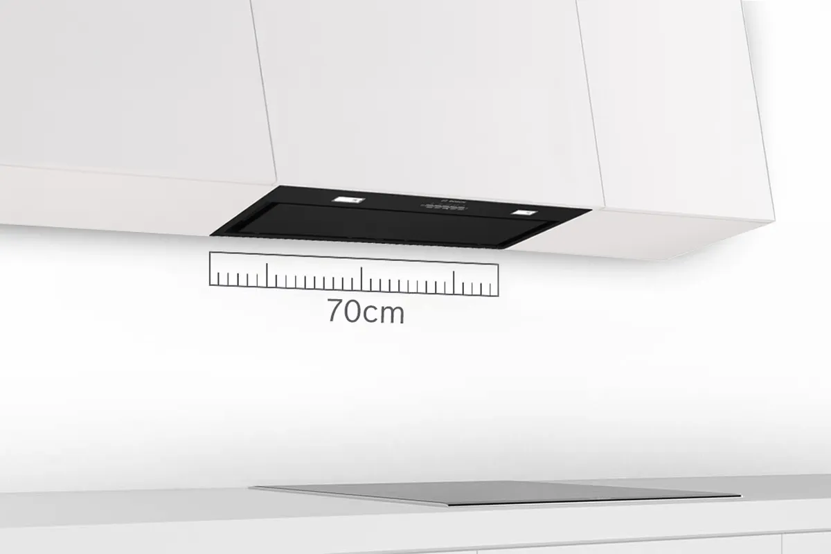 70cm cooker hood with ruler diagram