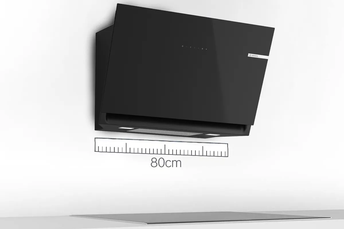 80cm cooker hood with ruler diagram