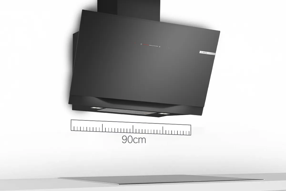 90cm cooker hood with ruler diagram