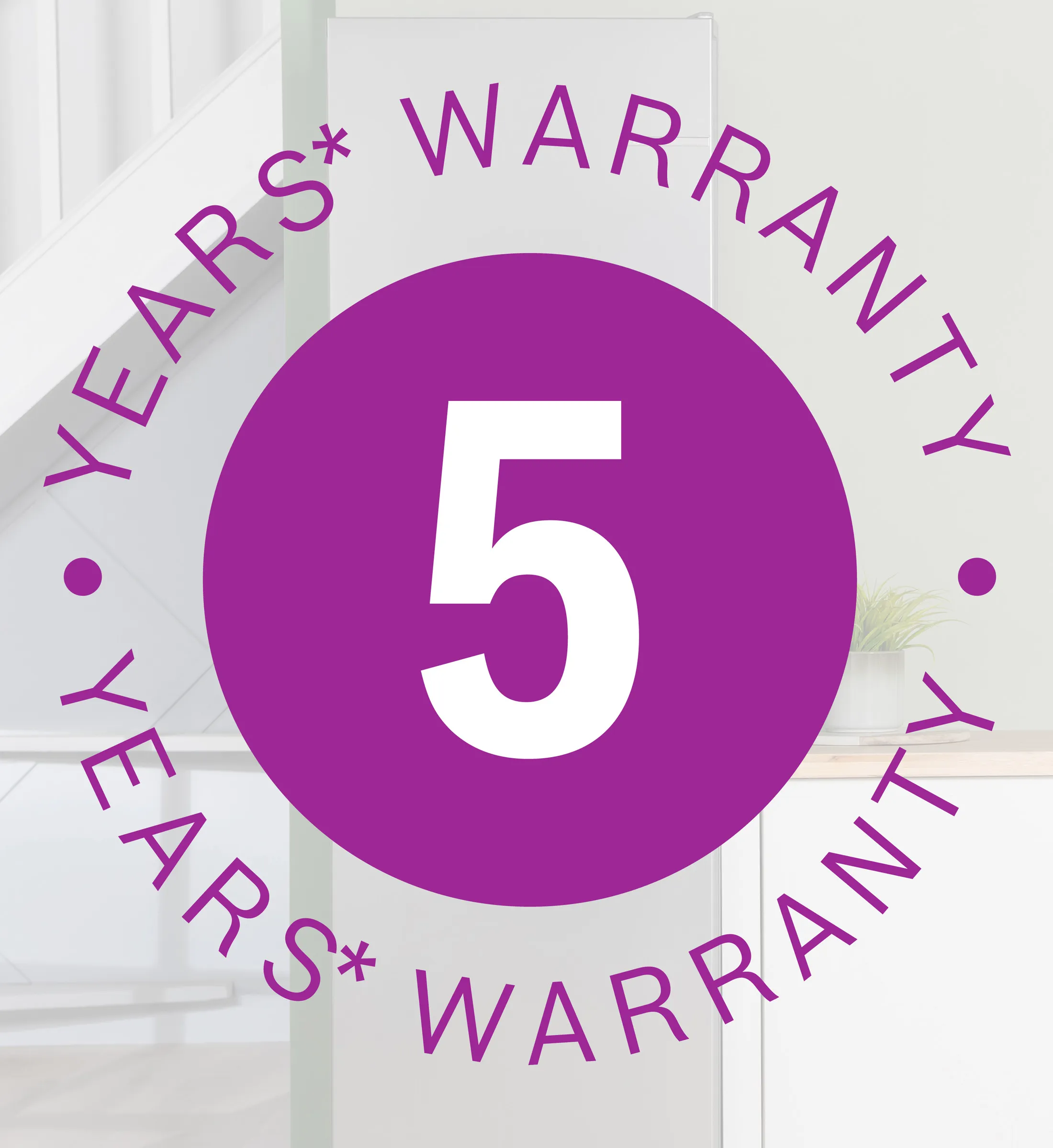 Bosch 5 year warranty overlay in purple