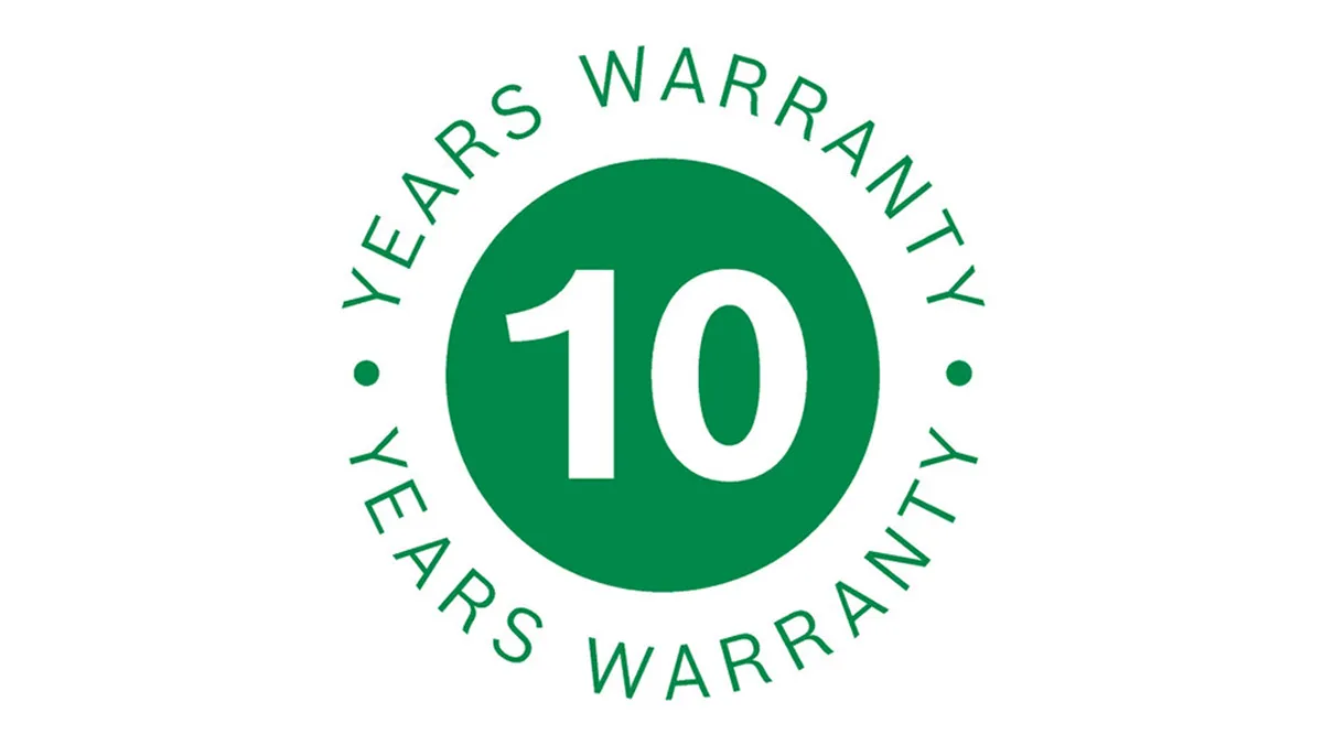 10 year warranty icon in green.