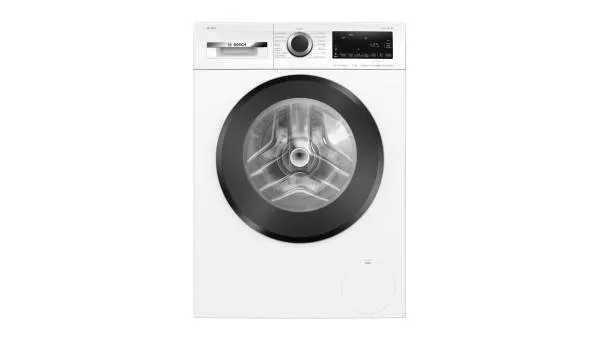 Vista frontale di una lavatrice Bosch Serie 6 color bianco