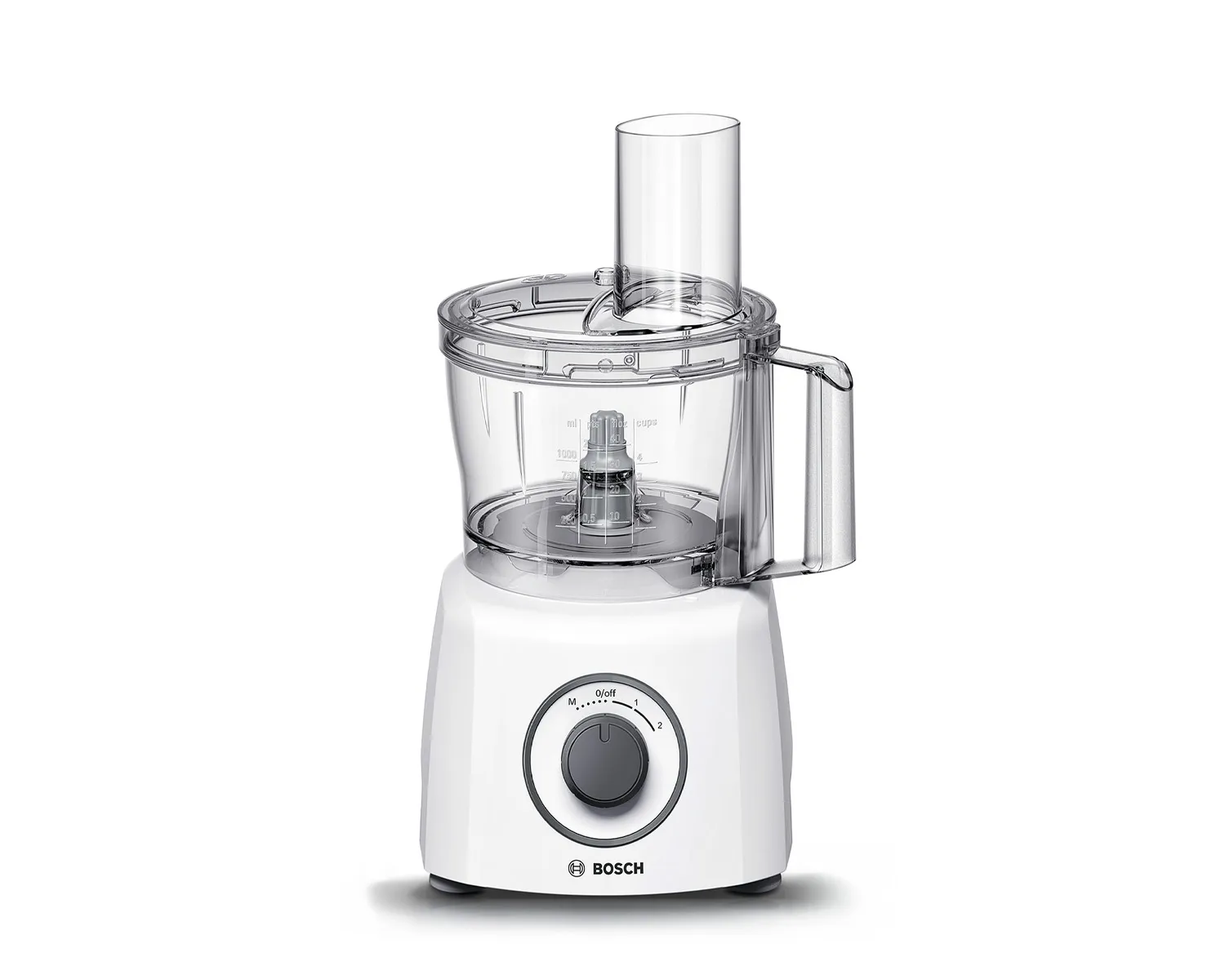 A compact MultiTalent 3 food processor in white.