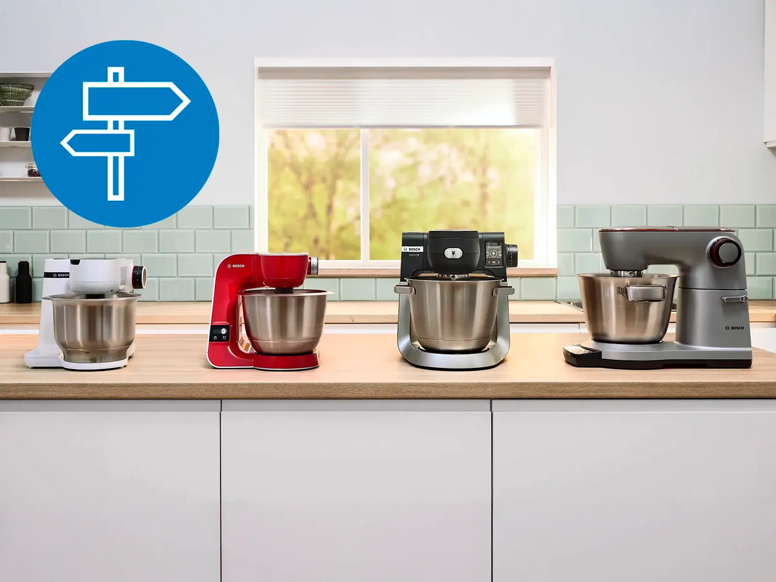 Series 2, Series 4, Series 6 and Series 8 OptiMUM on kitchen counter from left to right.