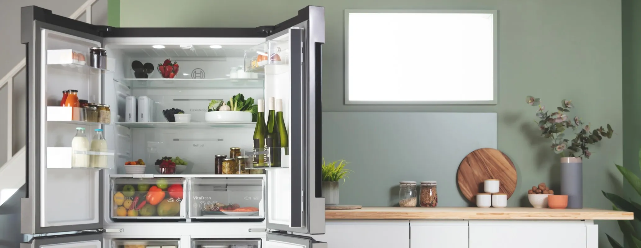 Open fridge freezer with vita fresh