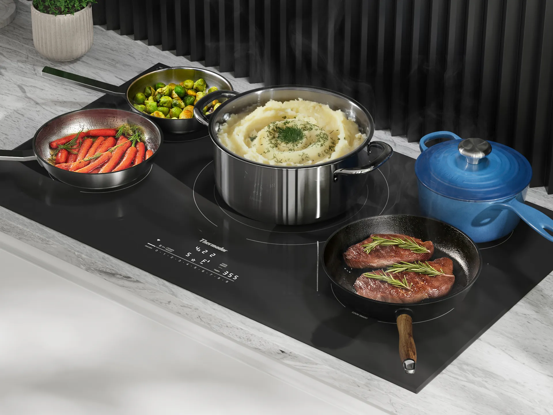 Thermador Heritage Induction Cooktop with artichoke on pan