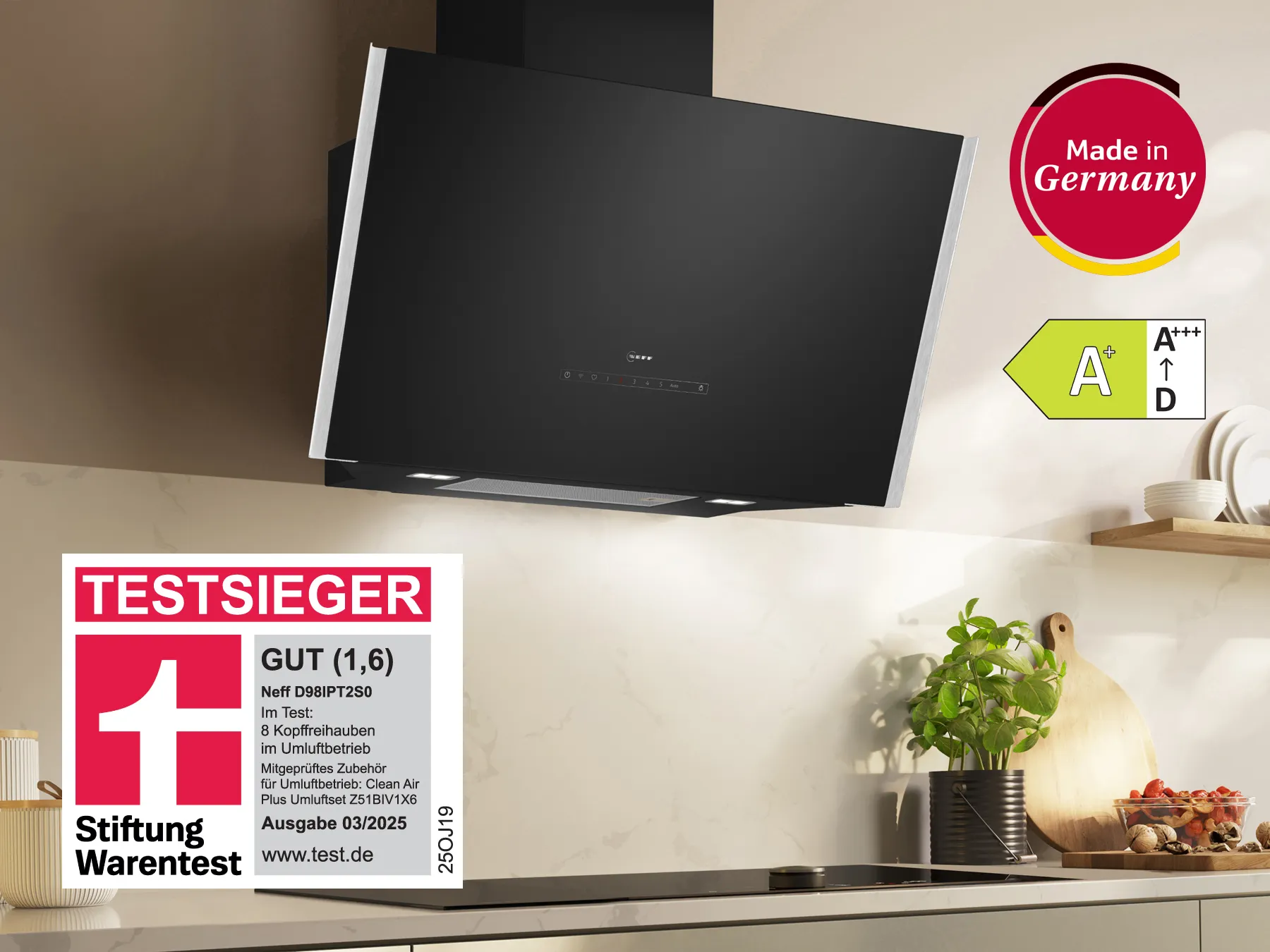 Drei NEFF Dunstabzugshauben bei Stiftung Warentest