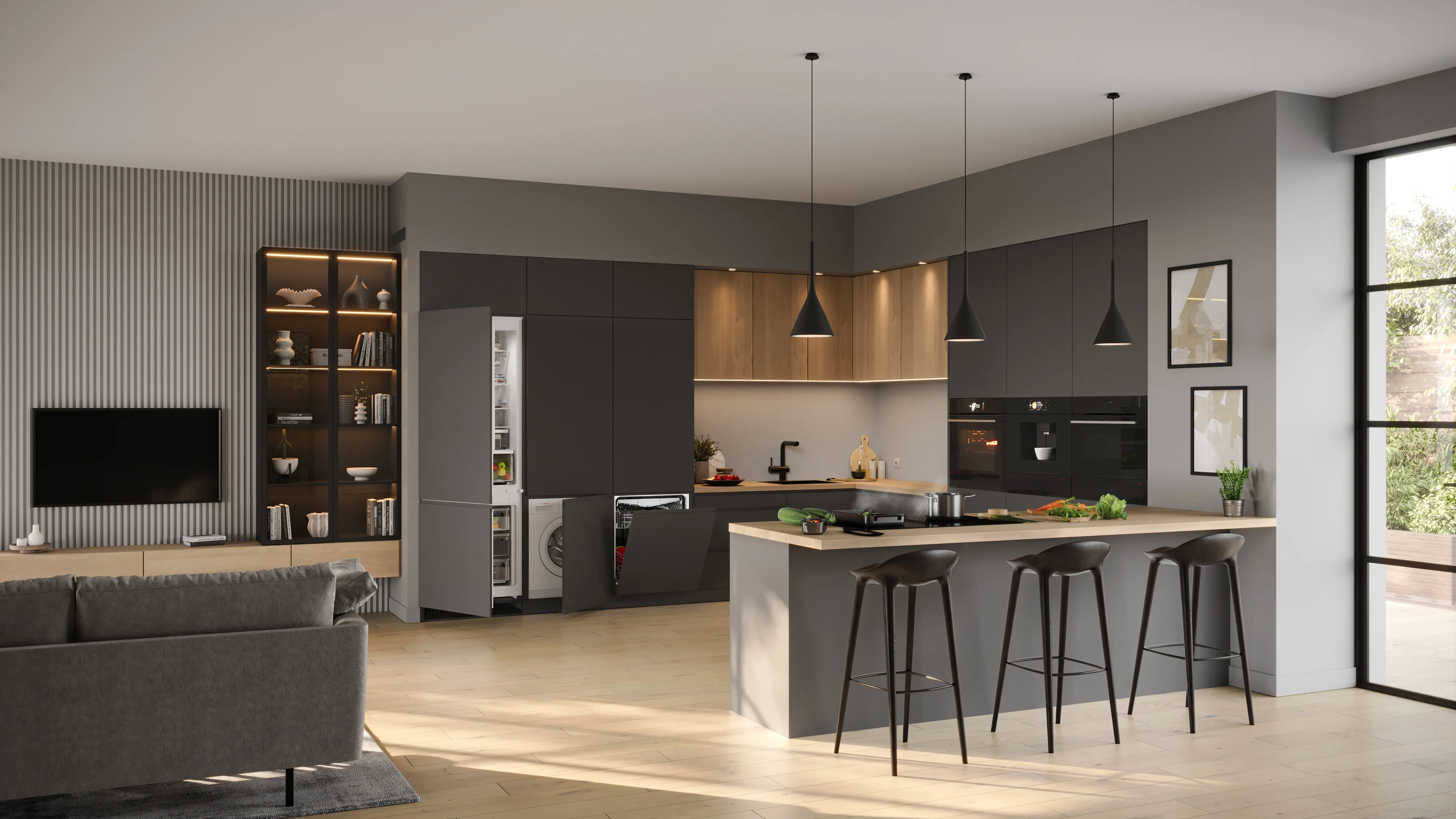 Moderna kuhinja z vgradnimi Bosch accent line aparati